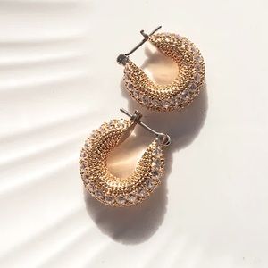 NWT. Luv AJ. PAVE GISELLE HOOPS- GOLD-